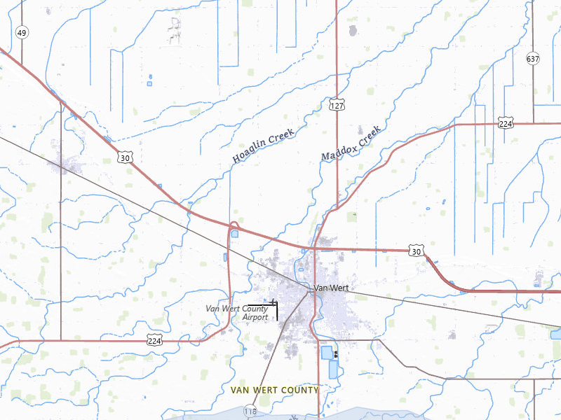 NEXRAD radar-signature map of the hail over Van Wert, OH