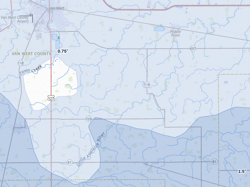 NEXRAD radar-signature map of the hail storm over Van Wert, OH on Aug 10, 2026