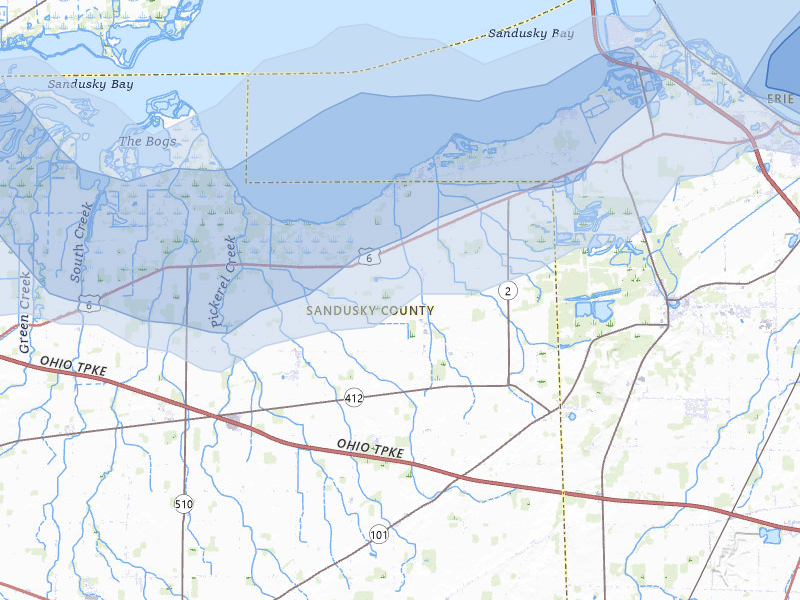 NEXRAD radar-signature map of the hail over Vickery, OH