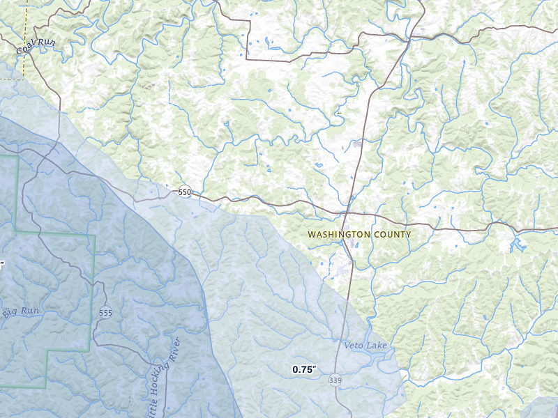 NEXRAD radar-signature map of the hail storm over Vincent, OH on Aug 10, 2026
