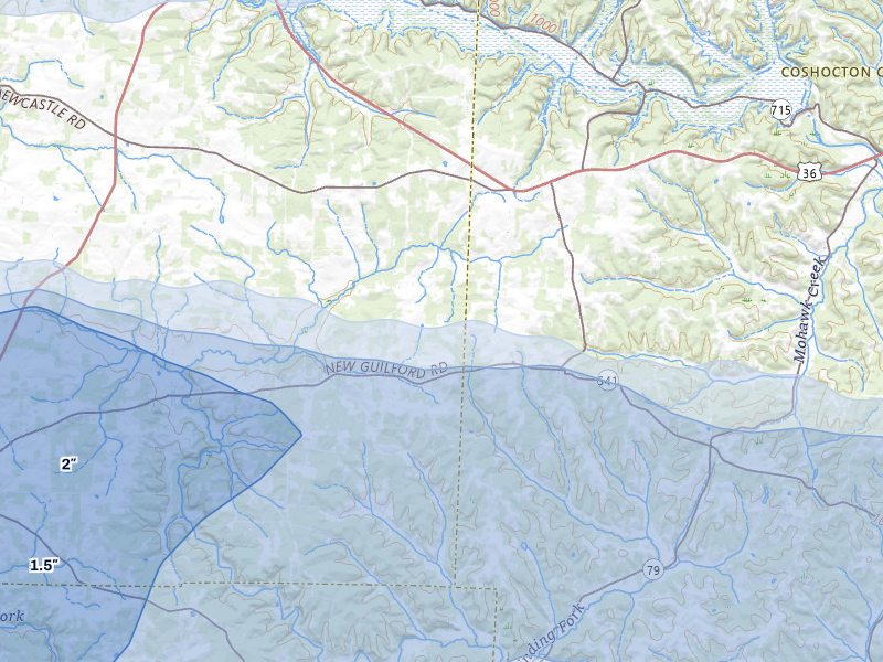 NEXRAD radar-signature map of the hail storm over Walhonding, OH on Mar 22, 2026