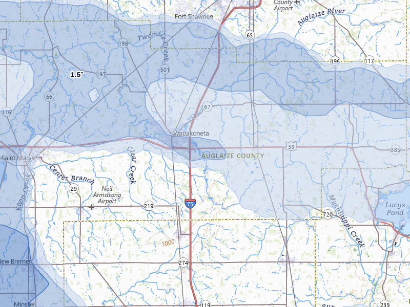 NEXRAD radar-signature map of the hail storm over Wapakoneta, OH on Mar 22, 2026