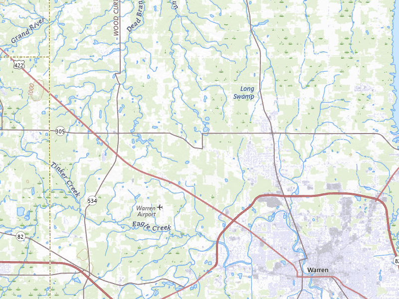 NEXRAD radar-signature map of the hail storm over Warren, OH on Jul 5, 2026