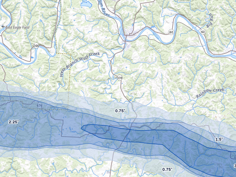 NEXRAD radar-signature map of the hail storm over Waterford, OH on Apr 1, 2026