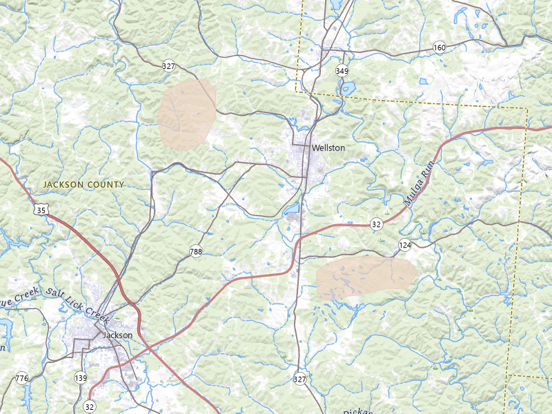 Radar-estimated hail-size map of the storm over Wellston, OH on Aug 22, 2026