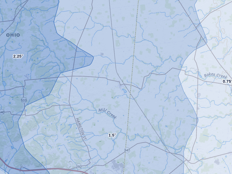 NEXRAD radar-signature map of the hail storm over West Mansfield, OH on Aug 10, 2026
