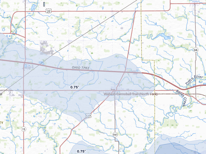 NEXRAD radar-signature map of the hail storm over West Unity, OH on Mar 26, 2026