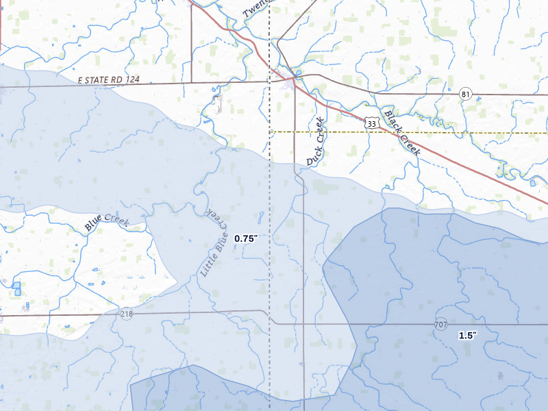 NEXRAD radar-signature map of the hail storm over Willshire, OH on Mar 22, 2026