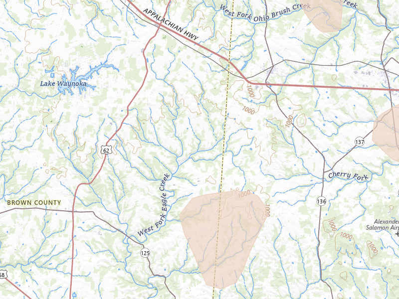 Radar-estimated hail-size map of the storm over Winchester, OH on Aug 11, 2026