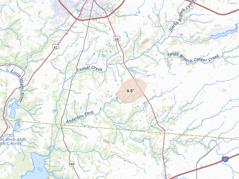 Radar-estimated hail-size map of the storm over Xenia, OH