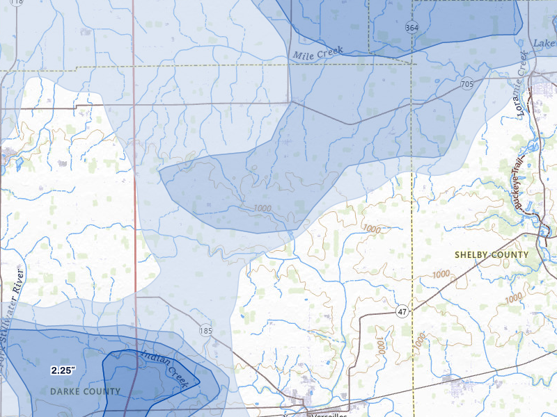 NEXRAD radar-signature map of the hail storm over Yorkshire, OH on Mar 22, 2026