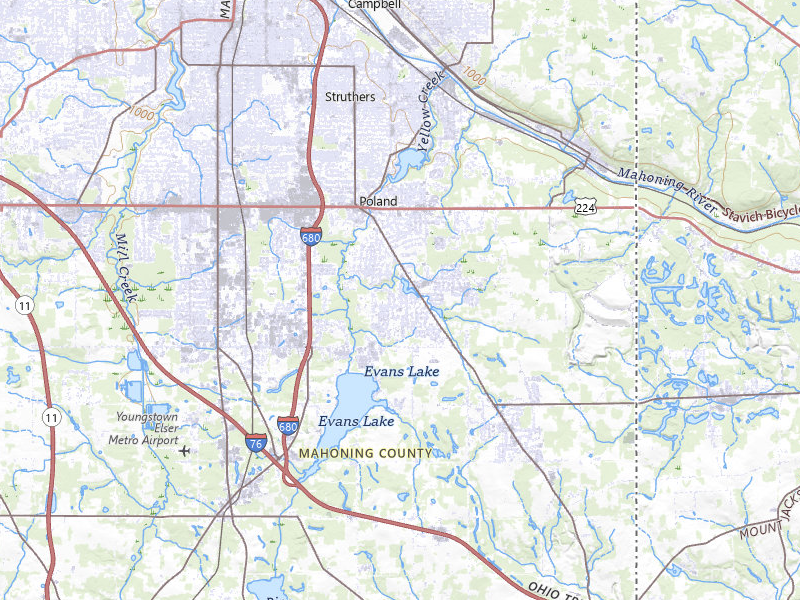 NEXRAD radar-signature map of the hail storm over Youngstown, OH on Aug 22, 2026