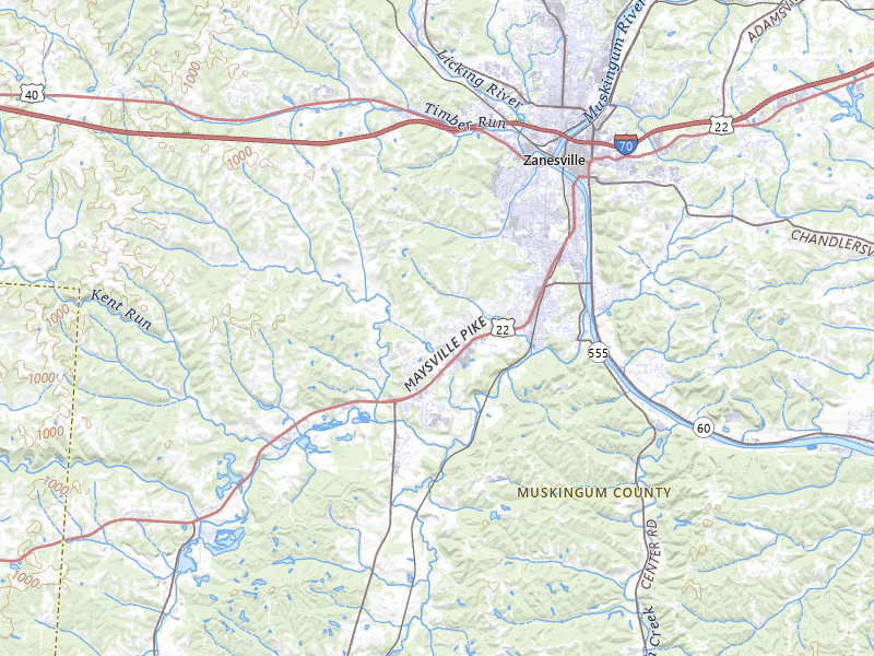 NEXRAD radar-signature map of the hail over Zanesville, OH