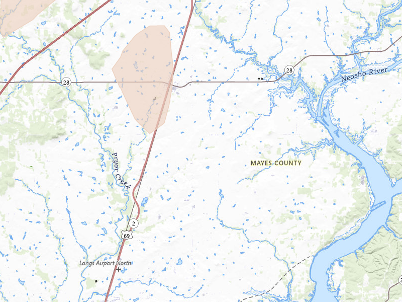 Radar-estimated hail-size map of the storm over Adair, OK