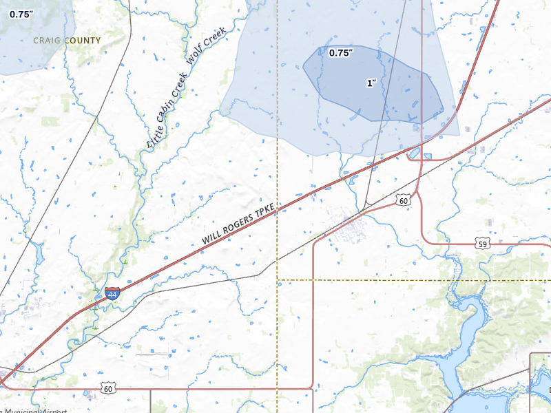 NEXRAD radar-signature map of the hail storm over Afton, OK on Jun 26, 2026