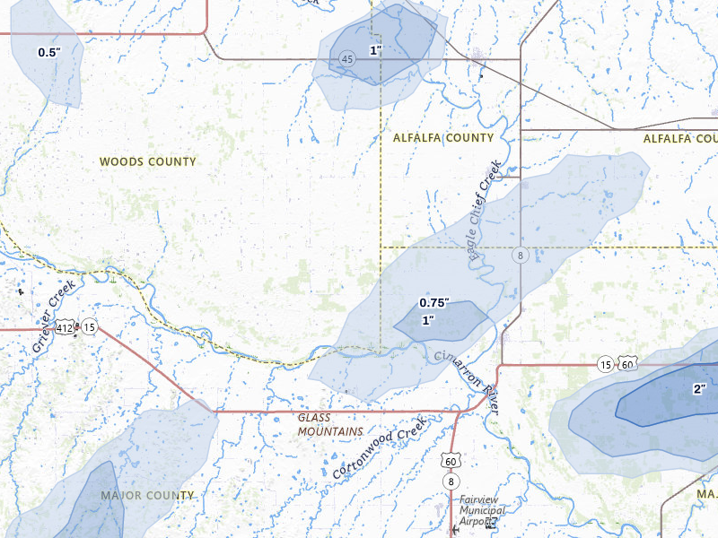 NEXRAD radar-signature map of the hail storm over Aline, OK on May 29, 2026
