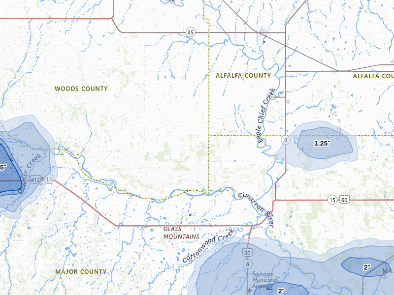 NEXRAD radar-signature map of the hail storm over Aline, OK on Jun 5, 2026