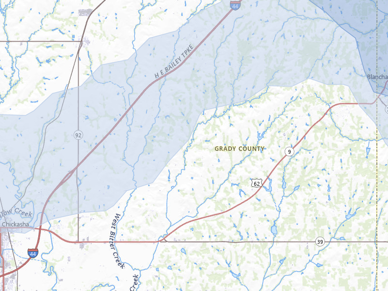 NEXRAD radar-signature map of the hail over Amber, OK