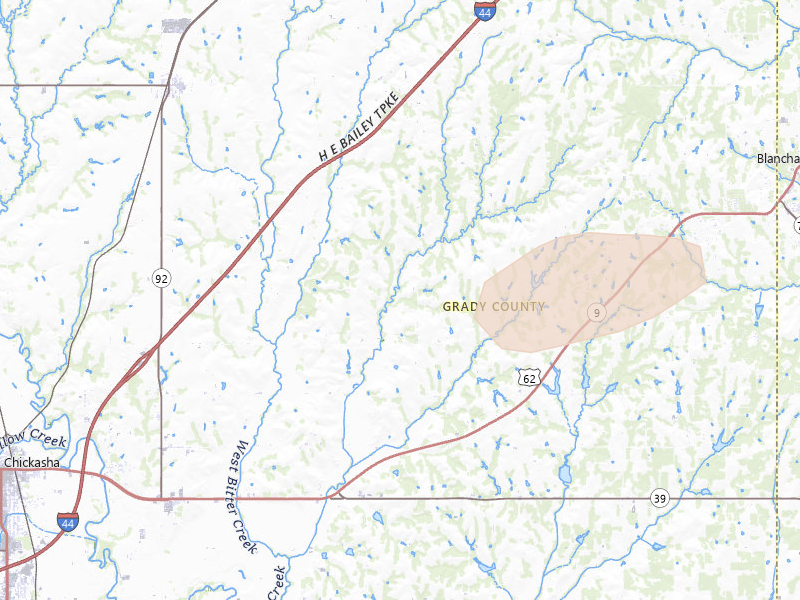 Radar-estimated hail-size map of the storm over Amber, OK on Jun 26, 2026