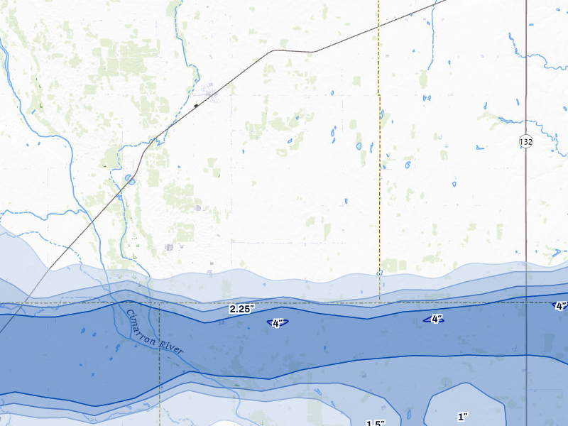 NEXRAD radar-signature map of the hail over Ames, OK