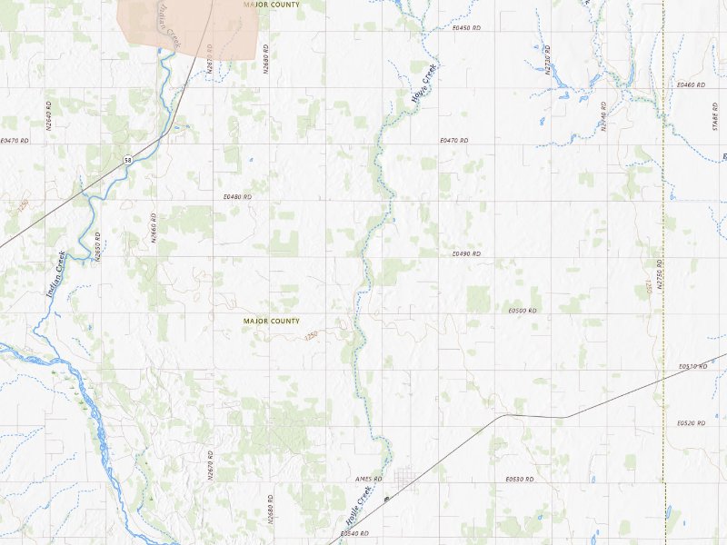 Radar-estimated hail-size map of the storm over Ames, OK on Jun 1, 2026