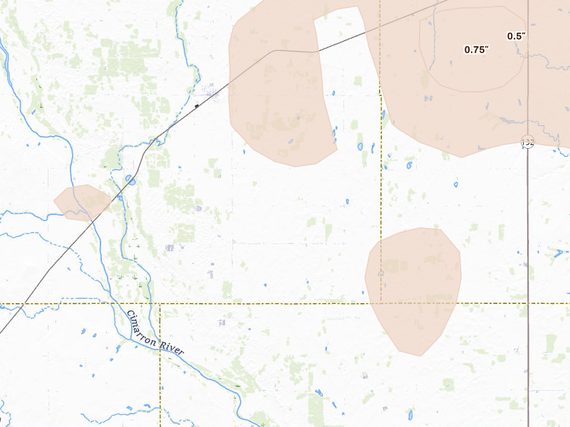 Radar-estimated hail-size map of the storm over Ames, OK