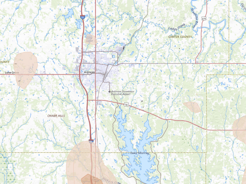 Radar-estimated hail-size map of the storm over Ardmore, OK