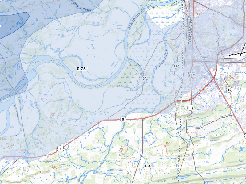 NEXRAD radar-signature map of the hail storm over Arkoma, OK on Mar 4, 2026
