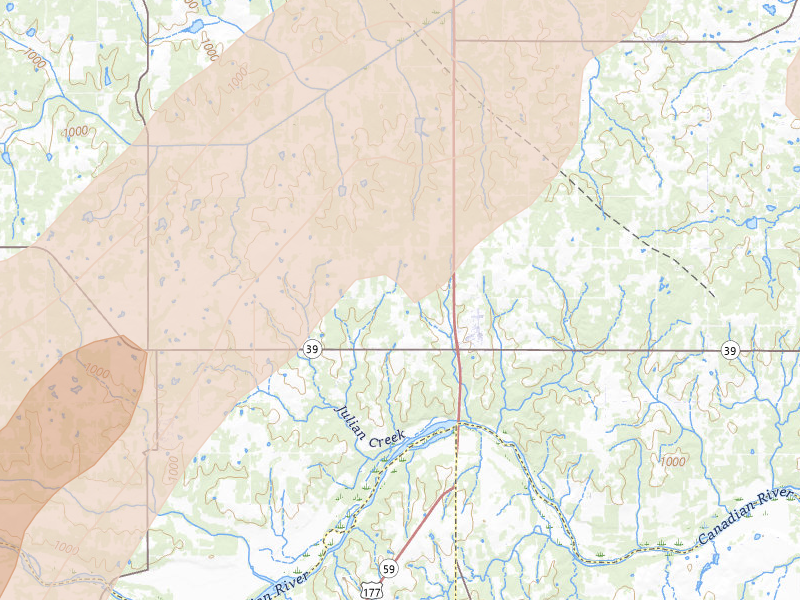 Radar-estimated hail-size map of the storm over Asher, OK on Mar 6, 2026