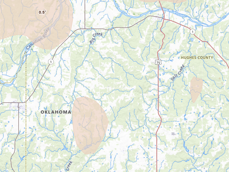 Radar-estimated hail-size map of the storm over Atwood, OK