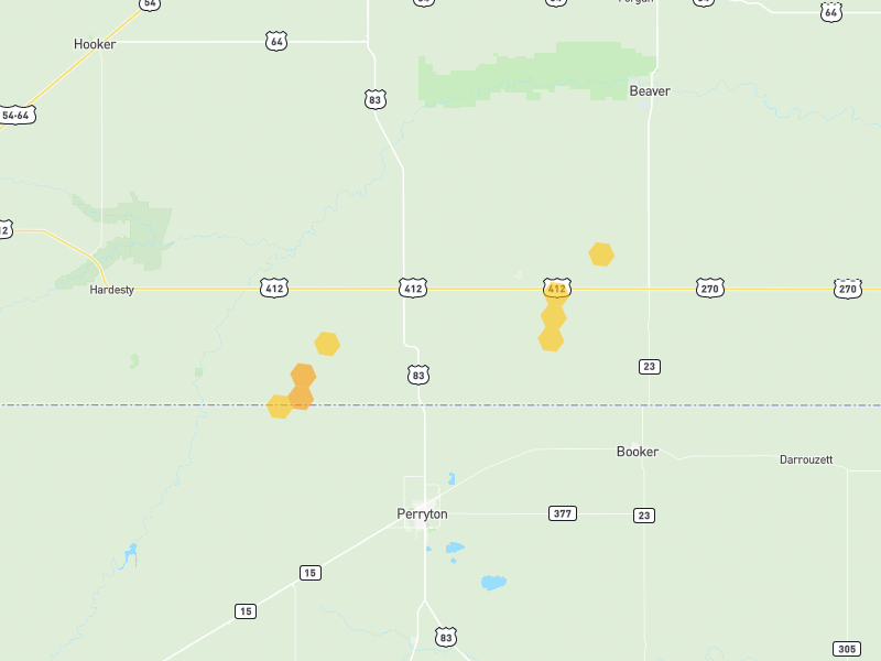 Hail map of Balko, OK on Jun 9, 2026, hail up to 1"