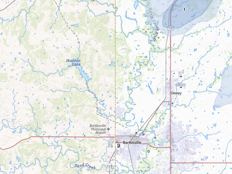 NEXRAD radar-signature map of the hail storm over Bartlesville, OK on Mar 6, 2026