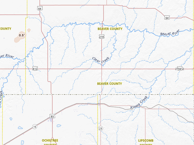 Radar-estimated hail-size map of the storm over Beaver, OK on Apr 9, 2026
