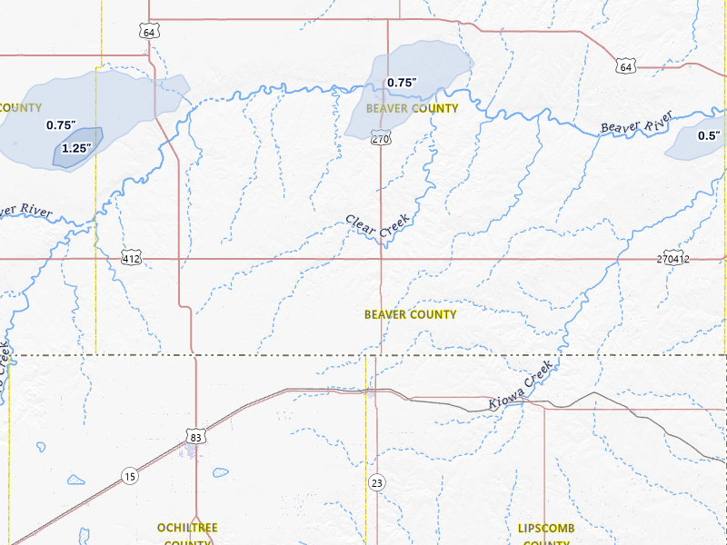 NEXRAD radar-signature map of the hail storm over Beaver, OK on Apr 9, 2026