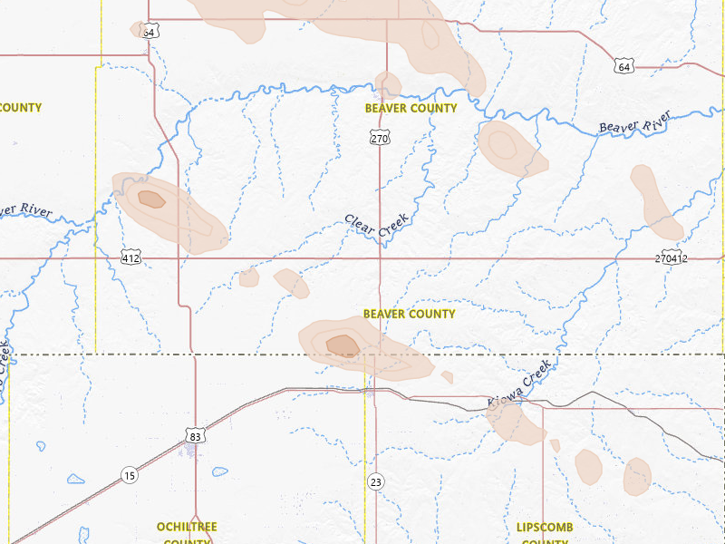 Radar-estimated hail-size map of the storm over Beaver, OK