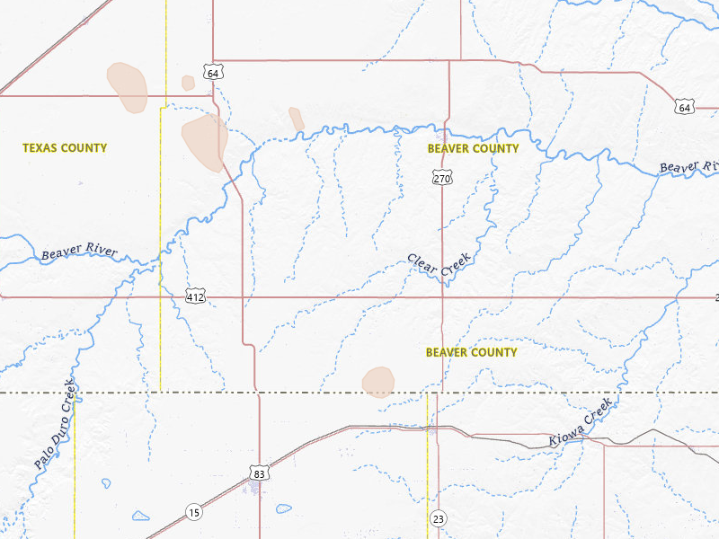 Radar-estimated hail-size map of the storm over Beaver, OK on Aug 26, 2026