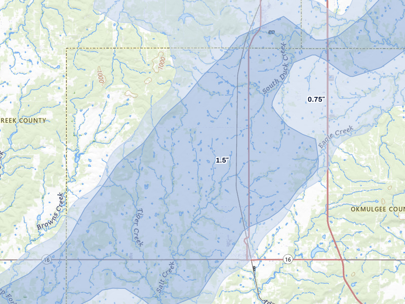 NEXRAD radar-signature map of the hail storm over Beggs, OK on Mar 6, 2026