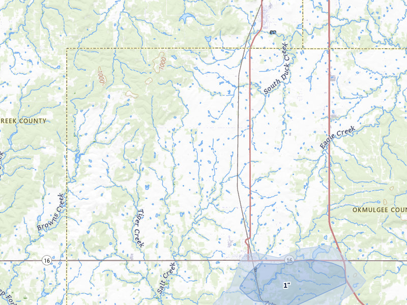 NEXRAD radar-signature map of the hail storm over Beggs, OK on Apr 28, 2026