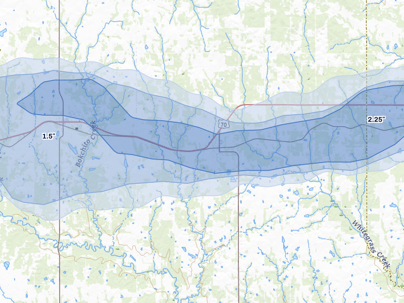 NEXRAD radar-signature map of the hail over Bennington, OK