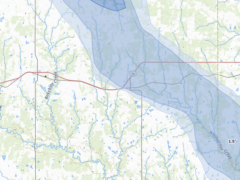 NEXRAD radar-signature map of the hail over Bennington, OK