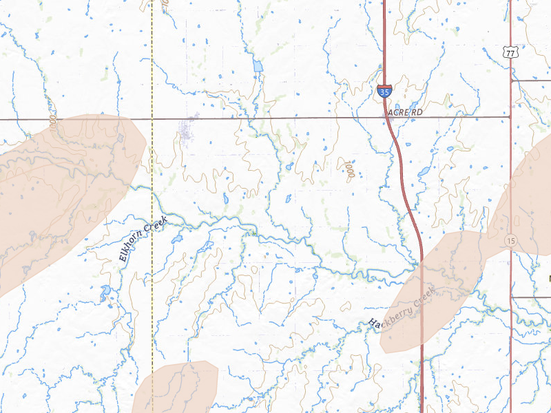 Radar-estimated hail-size map of the storm over Billings, OK on Apr 1, 2026