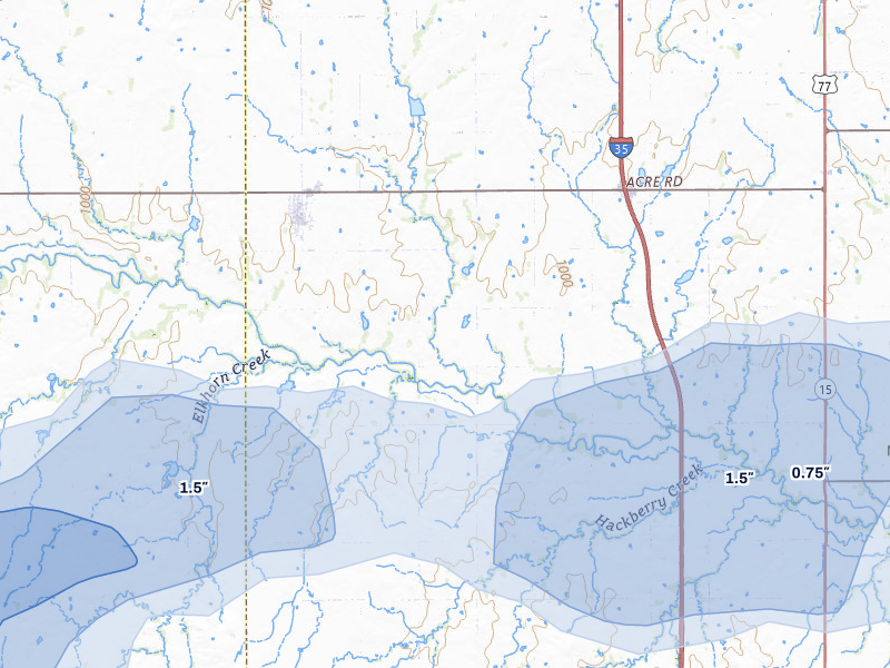 NEXRAD radar-signature map of the hail storm over Billings, OK on Jun 26, 2026