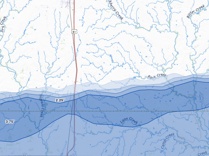 NEXRAD radar-signature map of the hail storm over Bison, OK on Apr 17, 2026