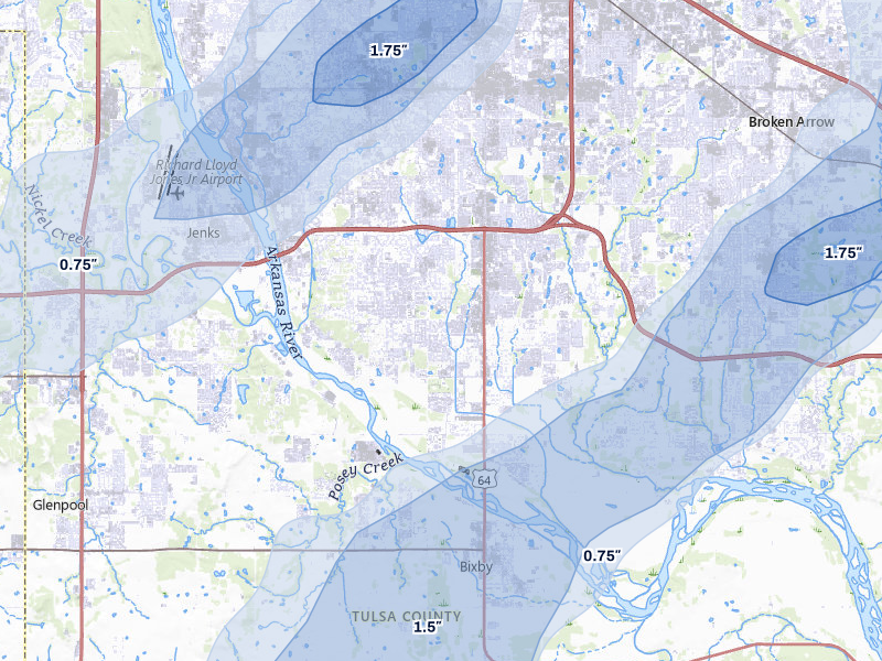 NEXRAD radar-signature map of the hail storm over Bixby, OK on Mar 6, 2026