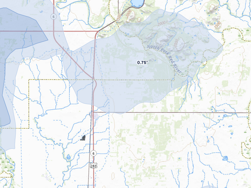 NEXRAD radar-signature map of the hail over Blair, OK