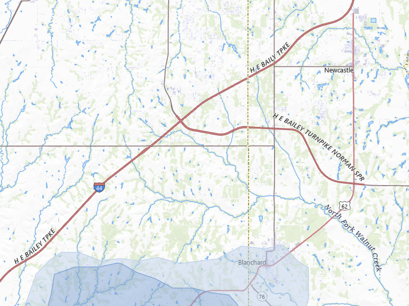 NEXRAD radar-signature map of the hail storm over Blanchard, OK on Jun 26, 2026