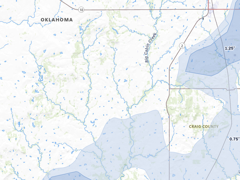 NEXRAD radar-signature map of the hail storm over Bluejacket, OK on Mar 6, 2026