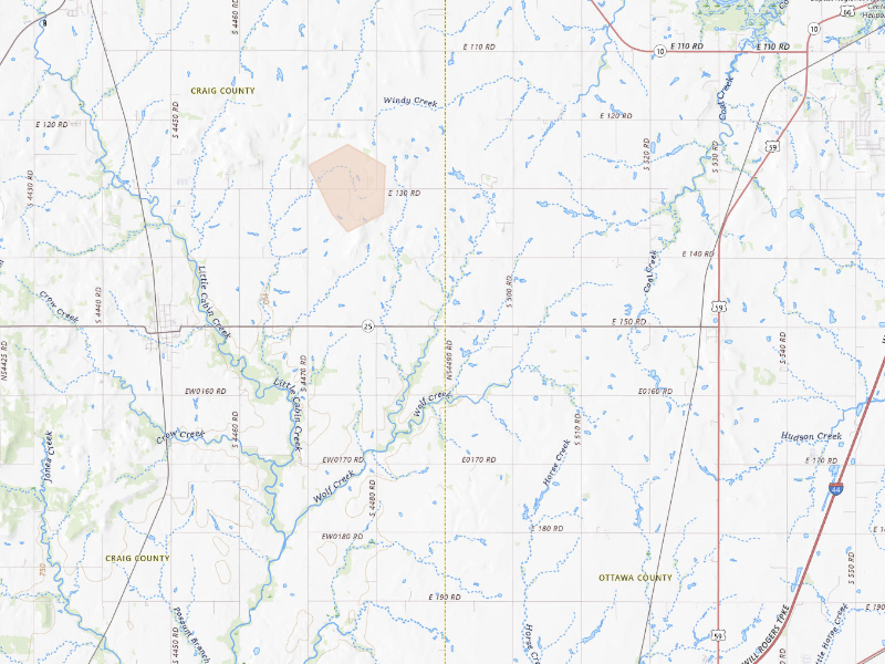 Radar-estimated hail-size map of the storm over Bluejacket, OK