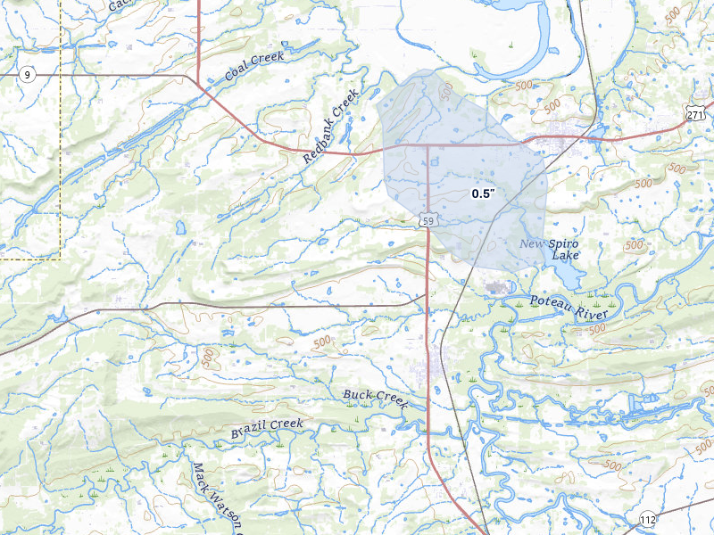 NEXRAD radar-signature map of the hail storm over Bokoshe, OK on Apr 10, 2026
