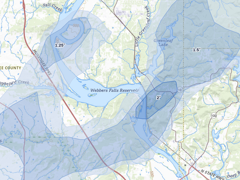 NEXRAD radar-signature map of the hail storm over Braggs, OK on Mar 6, 2026